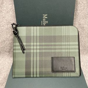 SOLD. NWT Mulberry Check Printed Leather Tech Zip-around Pouch Bag